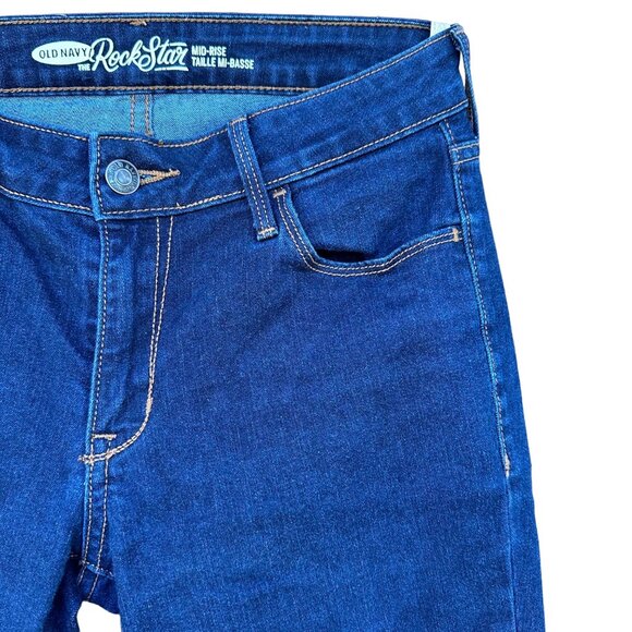 Old Navy Rockstar Mid Rise Dark Blue Jeans Size 4 - Picture 6 of 10